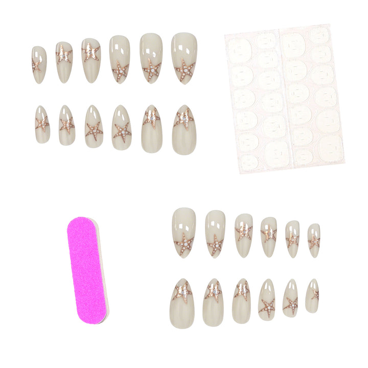 Elegant Starfish-Embellished Nail Art Stornfield