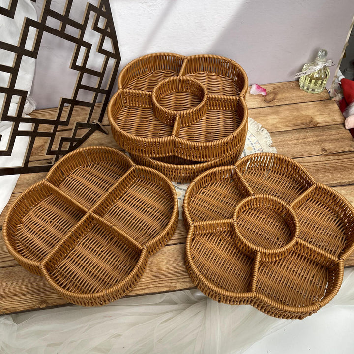 Ladies beef braided serving basket with three compartments Stornfield