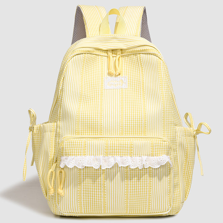 Stylish Striped Backpack with Lace Trim Stornfield