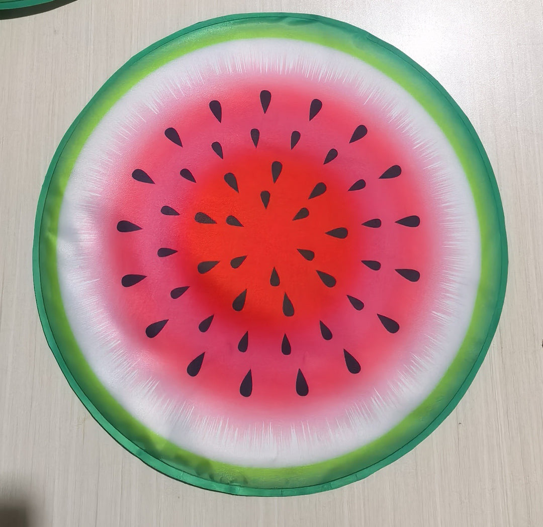 Unisex nano round beach towel made of microfiber with citrus slice pattern and sand-free design Stornfield