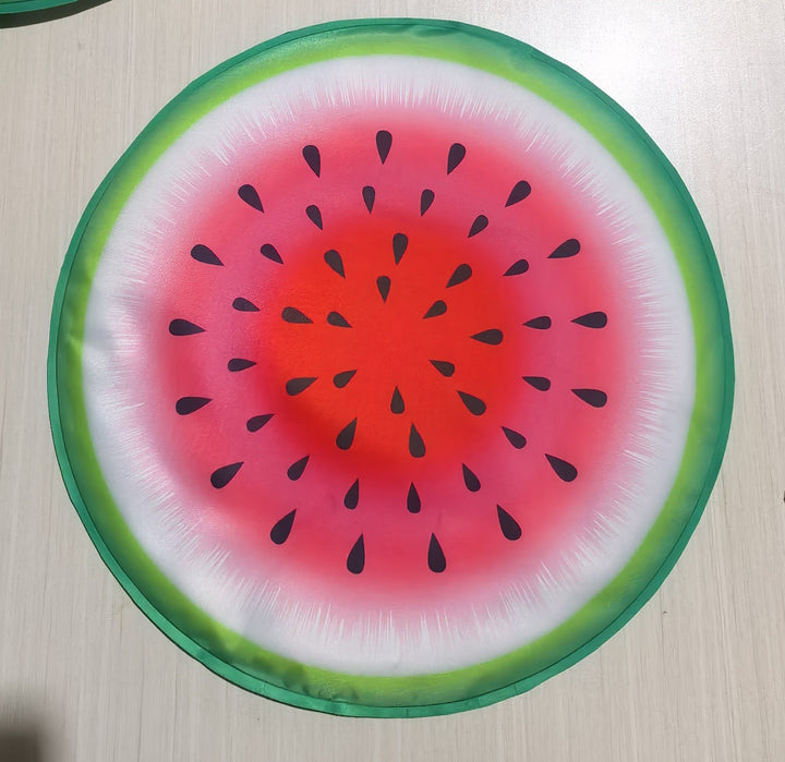 Unisex nano round beach towel made of microfiber with citrus slice pattern and sand-free design Stornfield