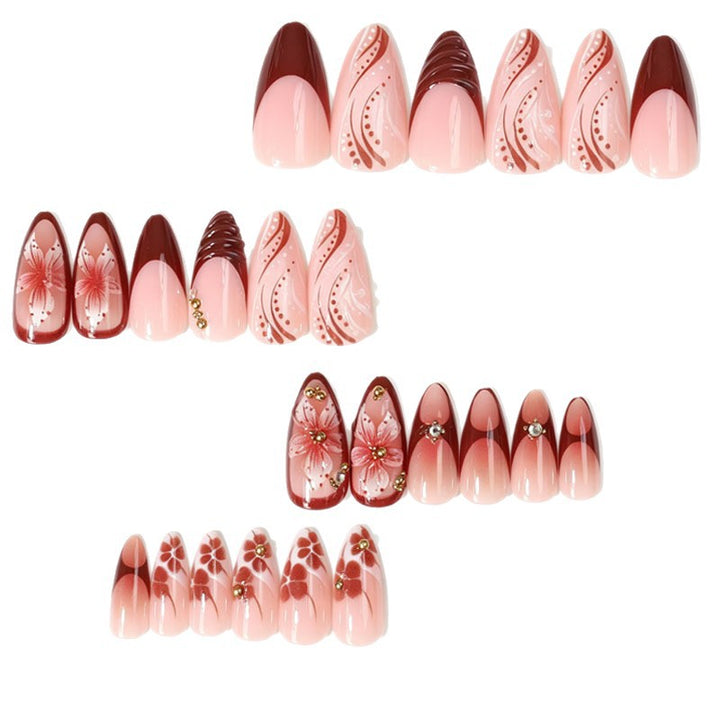 Premium Floral Design Press-On Nail Tips Set Stornfield