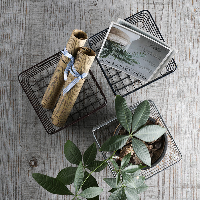 Unisex Wire Storage Basket with Ergonomic Handles Stornfield