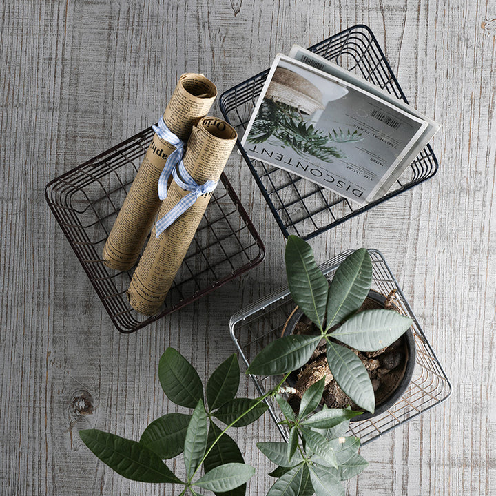 Unisex Wire Storage Basket with Ergonomic Handles Stornfield
