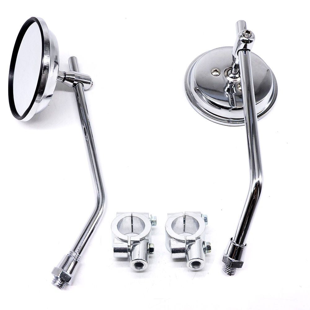 adjustable chrome motorcycle handlebar rearview mirrors with universal clamp mounts Stornfield