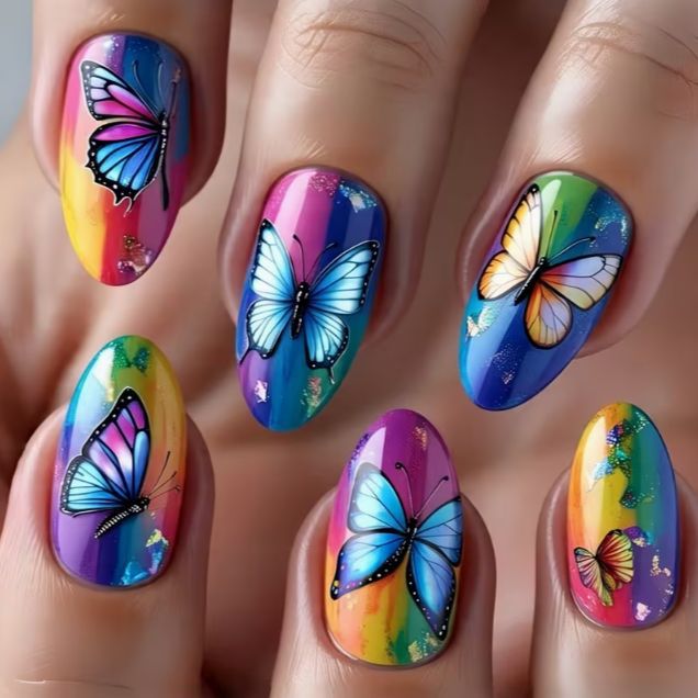Artistic Butterfly Nail Art Enhancements Stornfield