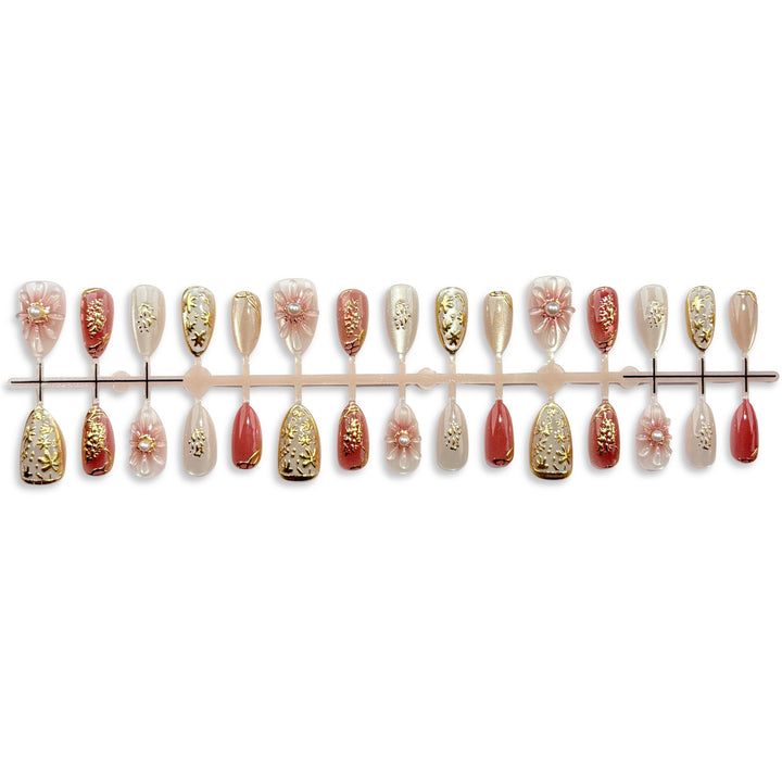 Luxurious Floral-Embellished Press-On Nail Collection