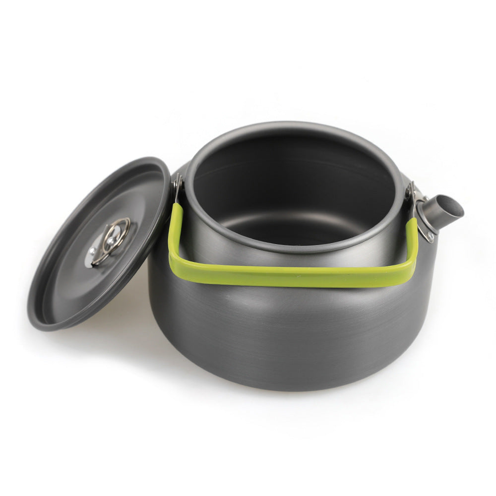 lightweight portable camping kettle with foldable silicone-grip handle and compact storage Stornfield