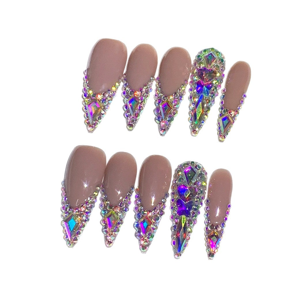 Glamorous Rhinestone-Embellished Stiletto Nail Art Extensions Stornfield
