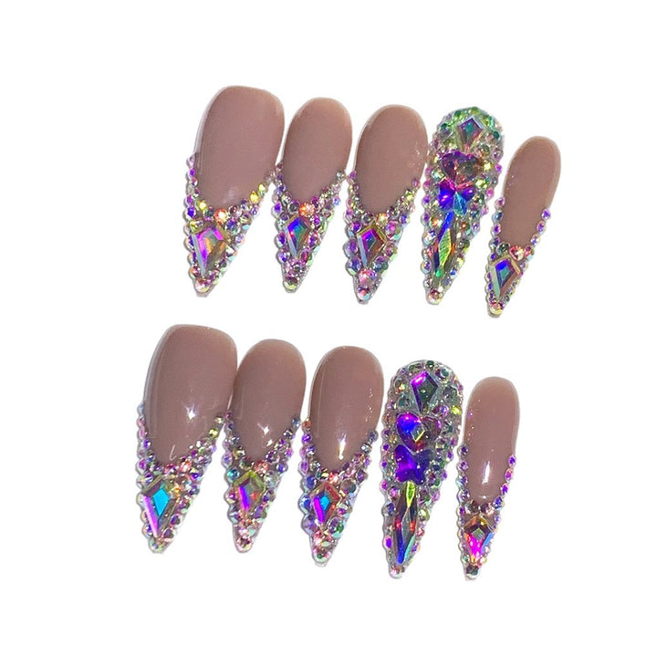 Glamorous Rhinestone-Embellished Stiletto Nail Art Extensions Stornfield