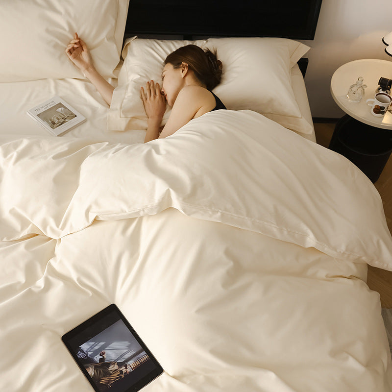 High-quality cotton satin duvet cover set with hotel closure and particularly soft finish