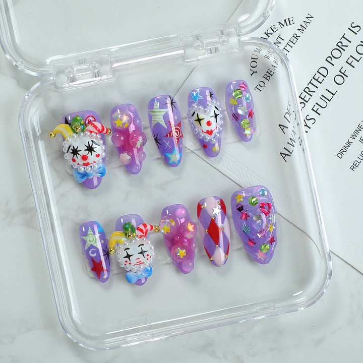 Creative nail art set with playful animal designs and glitter elements Stornfield