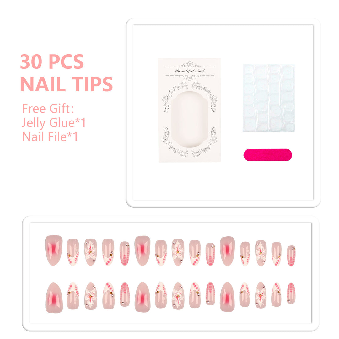 Floral Embellished Press-On Nail Art