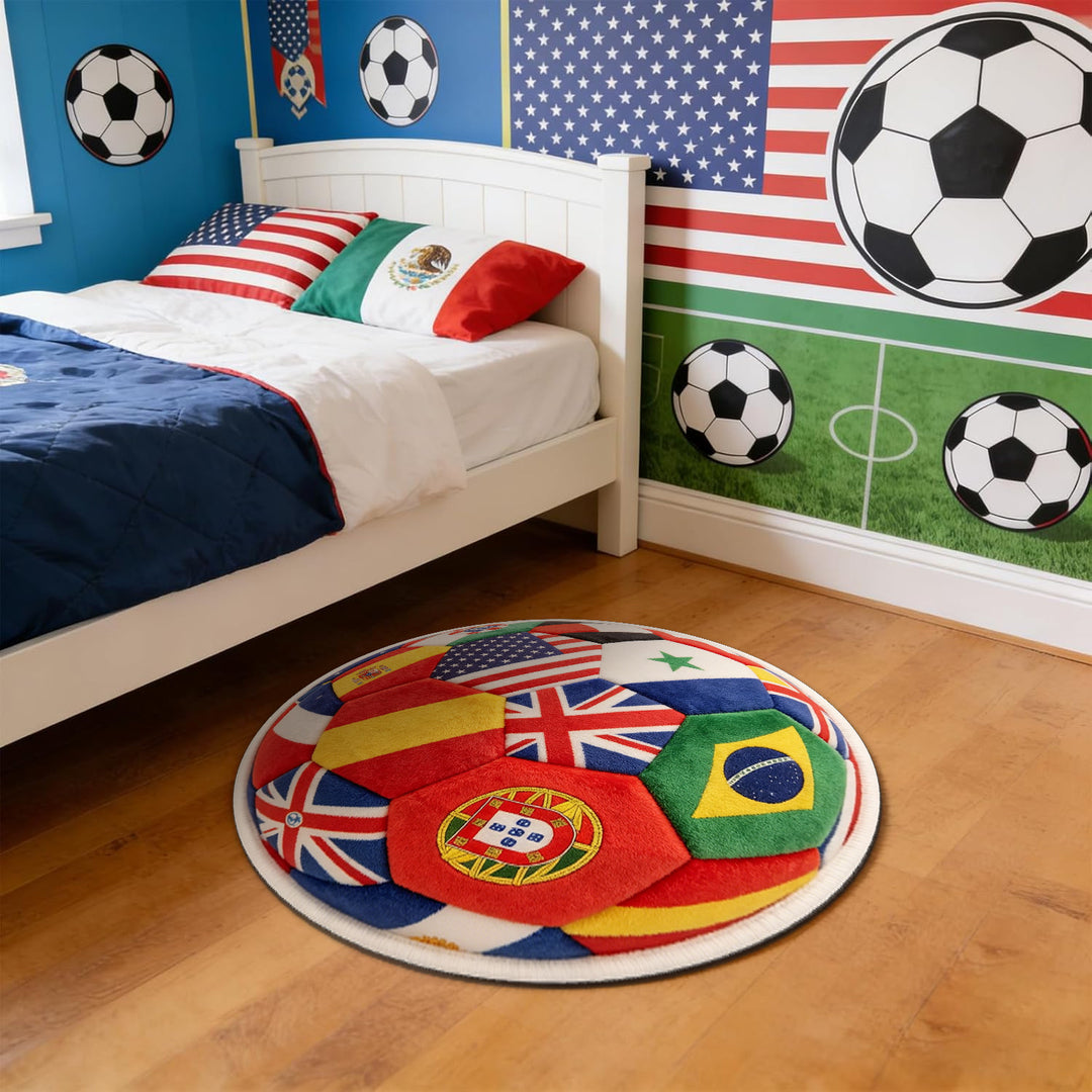 Soccer Ball-Themed Area Rug