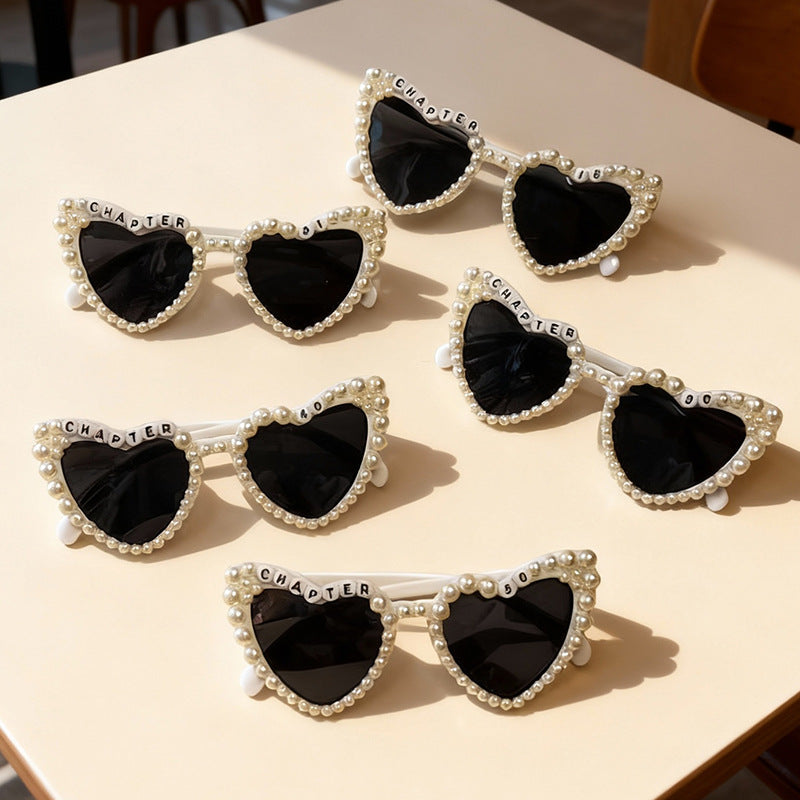 Pearl-Accented Heart-Shaped Sunglasses Stornfield