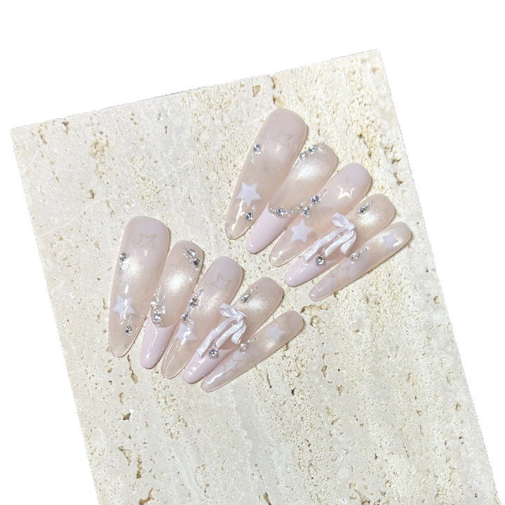 Star-Embellished Press-On Nail Tips