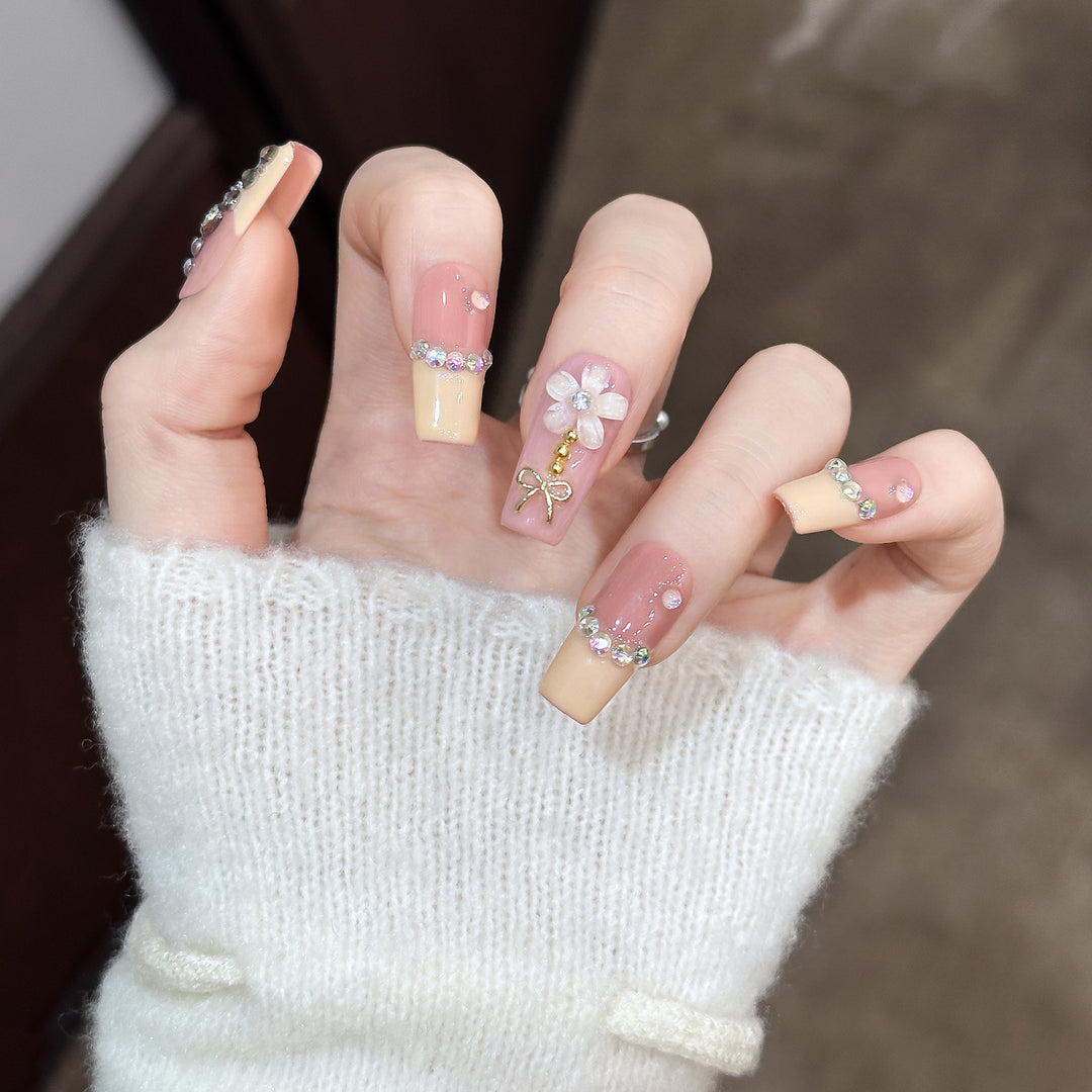 Decorative Nail Art Tips with Rhinestone Accents