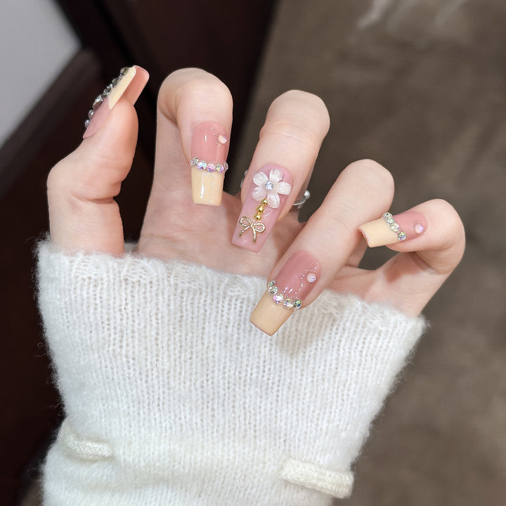 Decorative Nail Art Tips with Rhinestone Accents