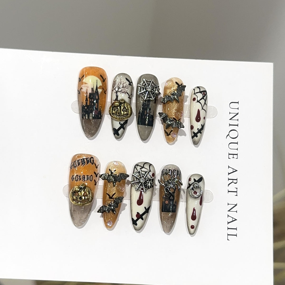 Gothic-Inspired Themed Press-On Nail Art Set
