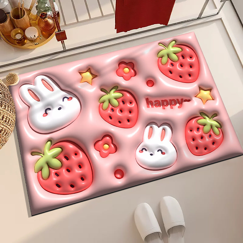 Floral Pattern Bath Mat for Bathroom