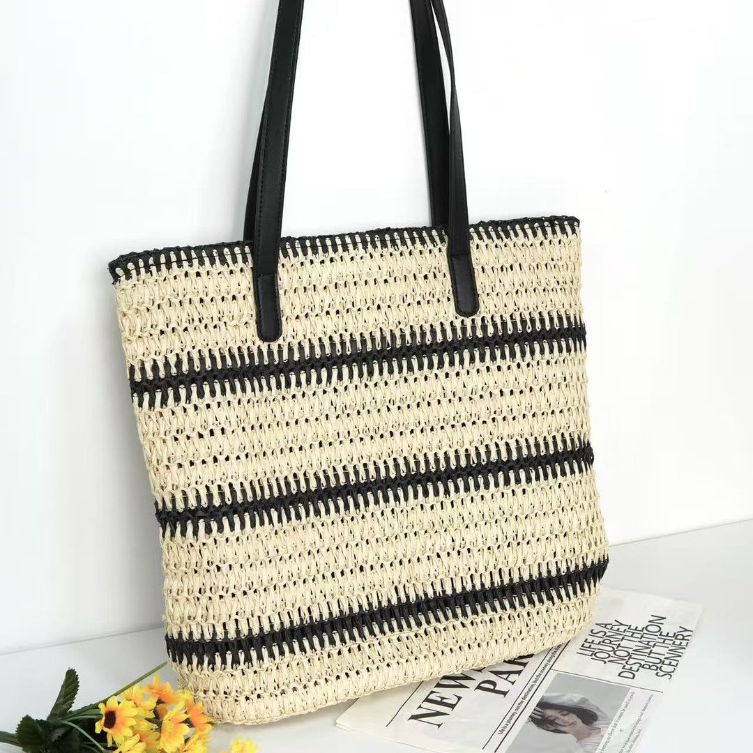 Beach bag with modern stripes and robust carrying straps Stornfield