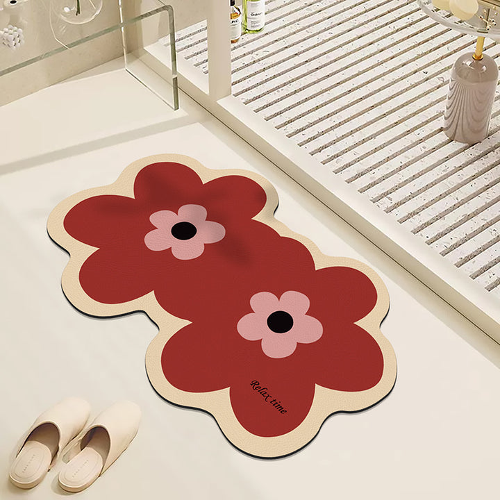 Floral Design Bath Mat for Bathroom