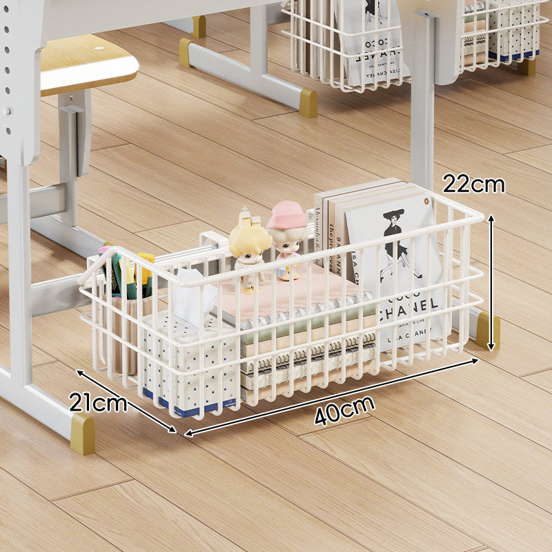 Under-Desk Sliding Wire Storage Basket Organizer with Mounting Clips