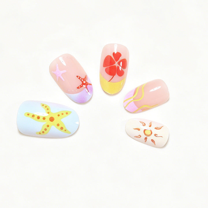 Artistic Summer-Themed Press-On Nail Art Stornfield