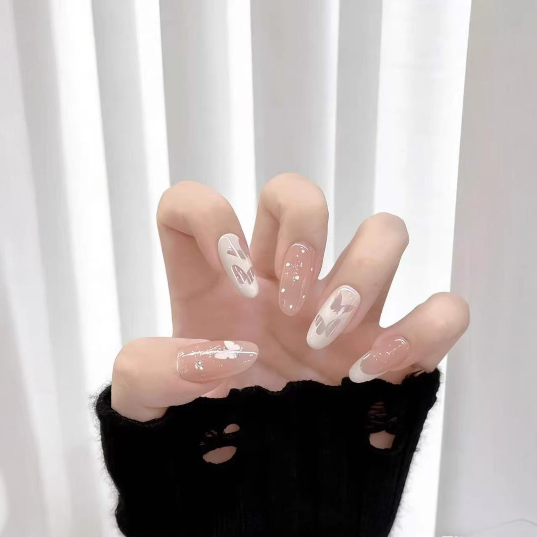 Decorative Press-On Nail Art Set with Elegant Floral Design