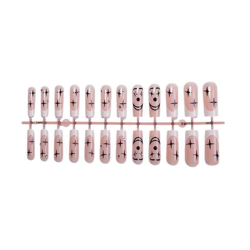 Artistic Press-On Nail Set with Unique Star and Graphic Designs Stornfield
