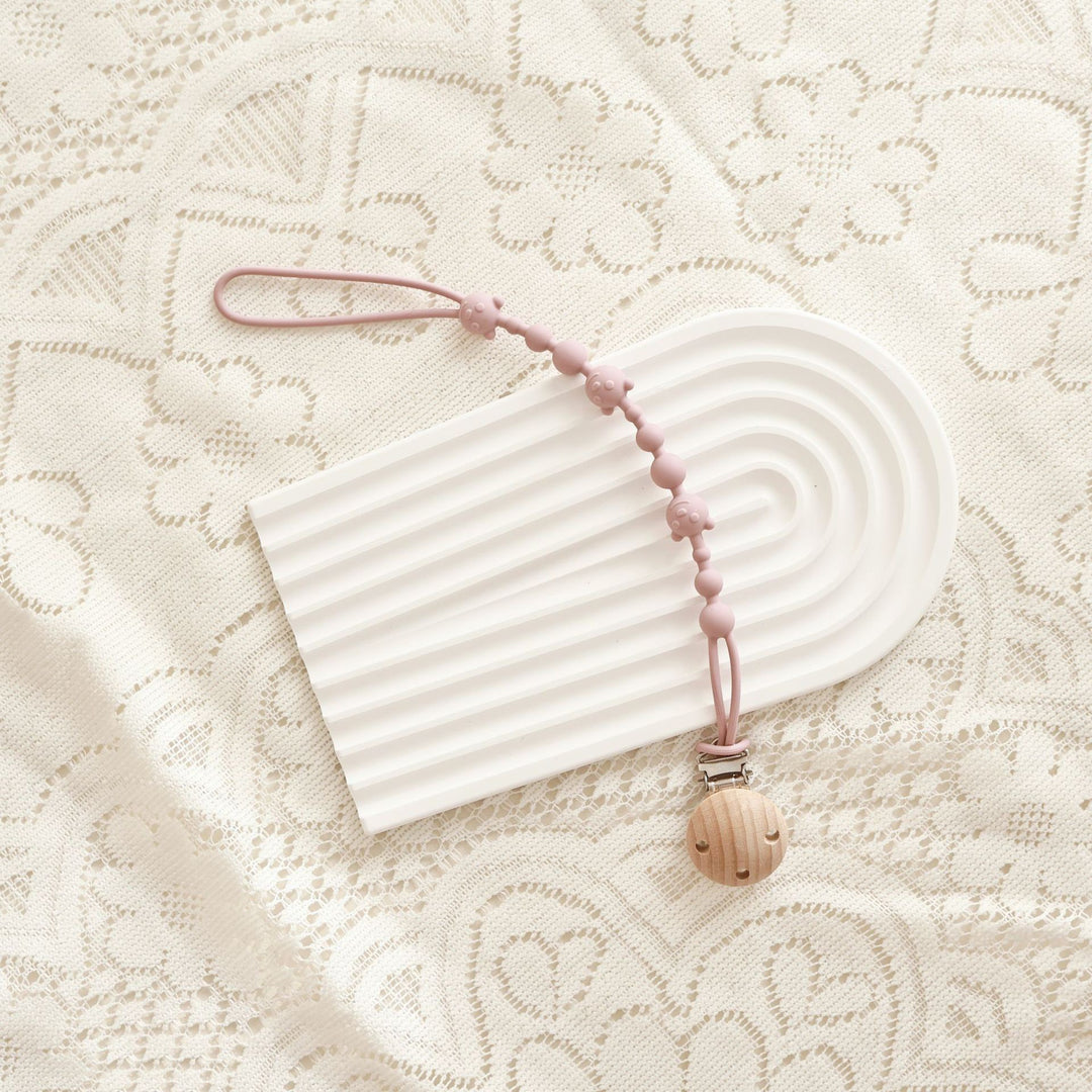 Silicone Beaded Pacifier Clip with Safety Lock