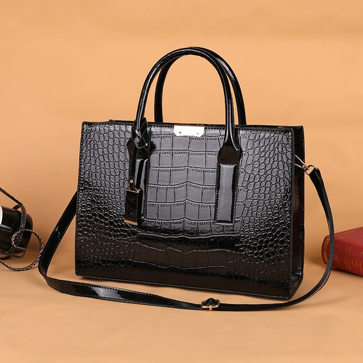 Crocodile-Effect Structured Tote Bag
