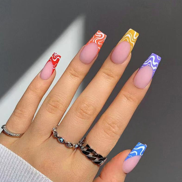 Artful Nail Extensions with Modern Color Pattern Stornfield