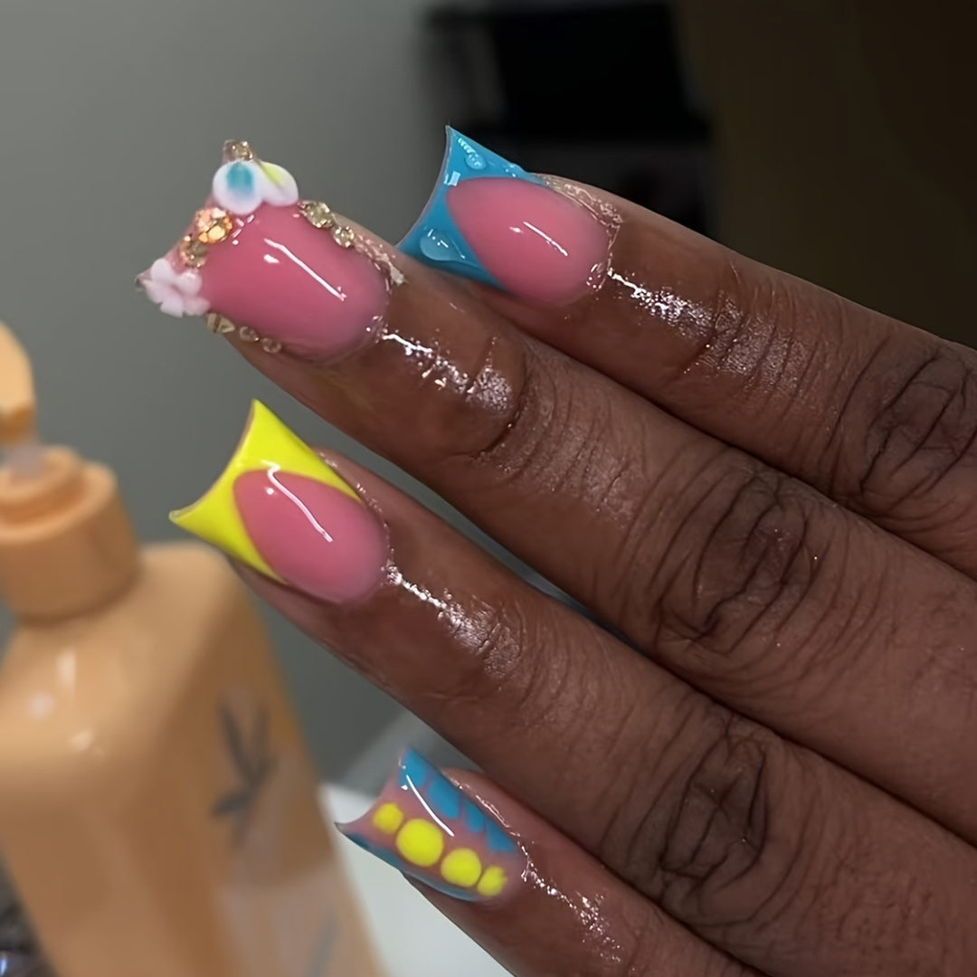 Decorative Press-On Nails with Rhinestone Accents Stornfield