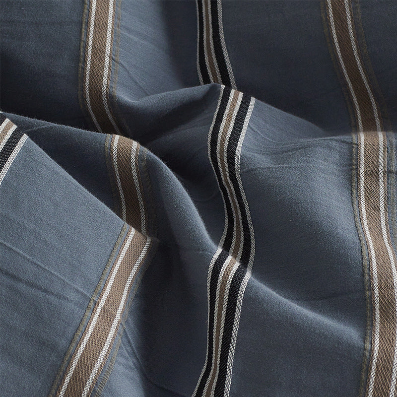 Striped Cotton Duvet Cover Set with Matching Pillow Shams