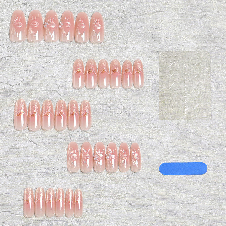 Acrylic nail set with filigree flower and glitter elements Stornfield
