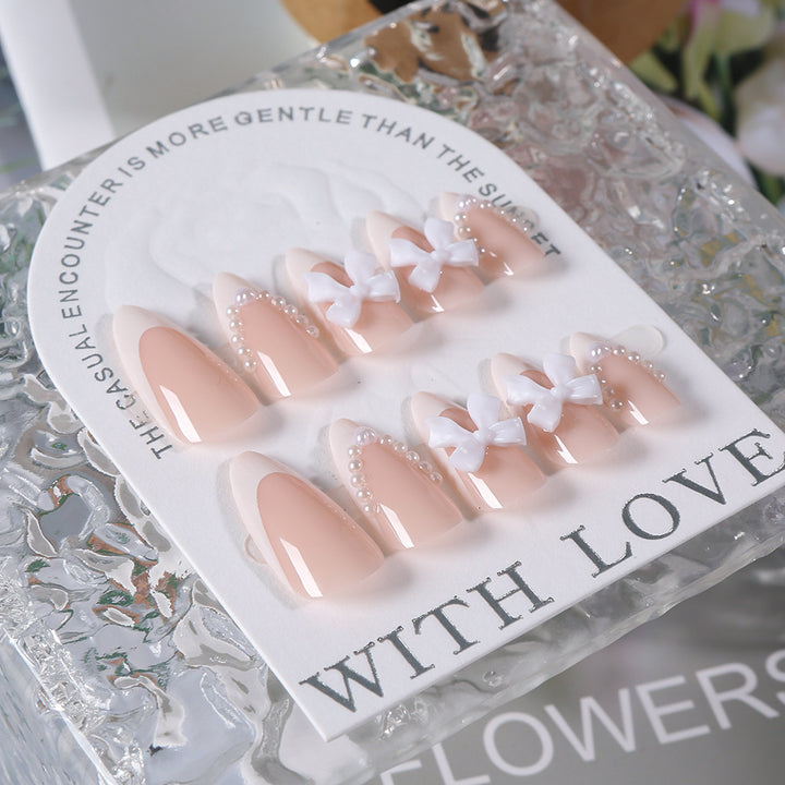Decorative Press-On Nail Tips with Bow Accents Stornfield
