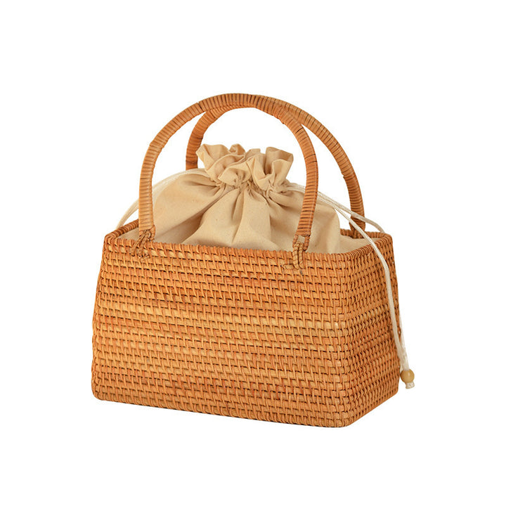 Ladies Handcrafted Basket Bag with Leather Handles Stornfield