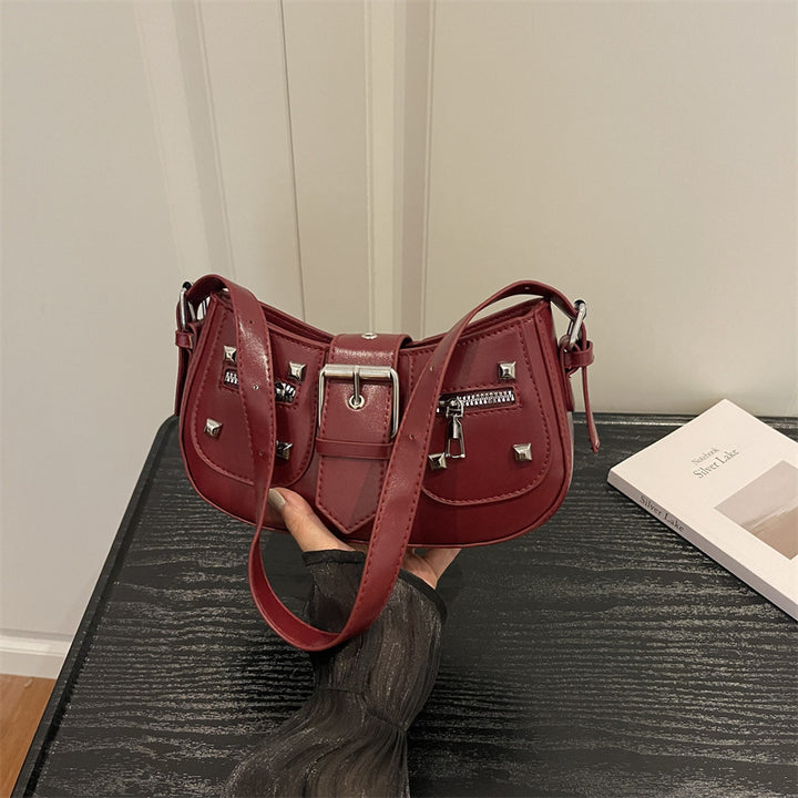 Stylish Studded Denim Handbag