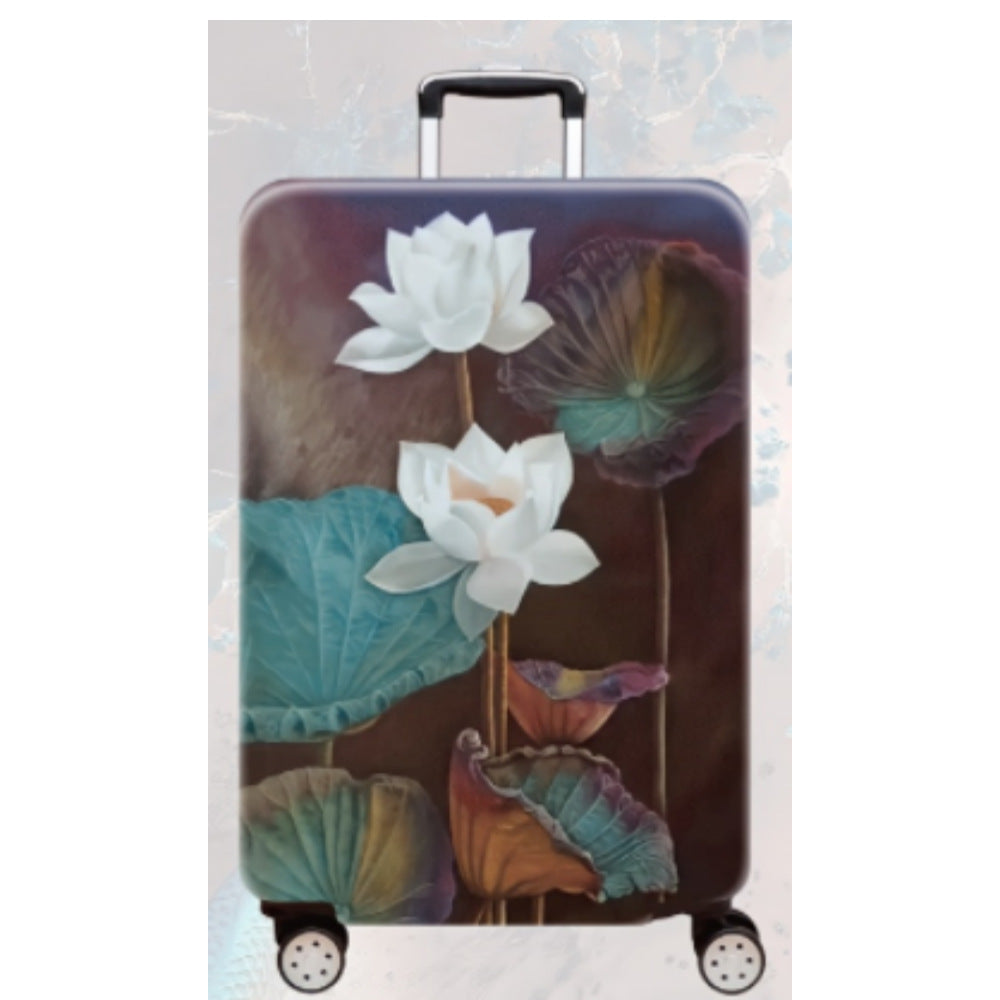 Women's Hard Shell Travel Suitcase with Elegant Lotus Design Stornfield