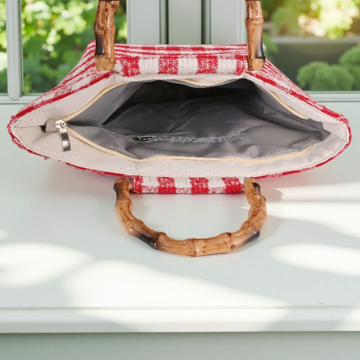 Stylish picnic bag with bamboo handles Stornfield