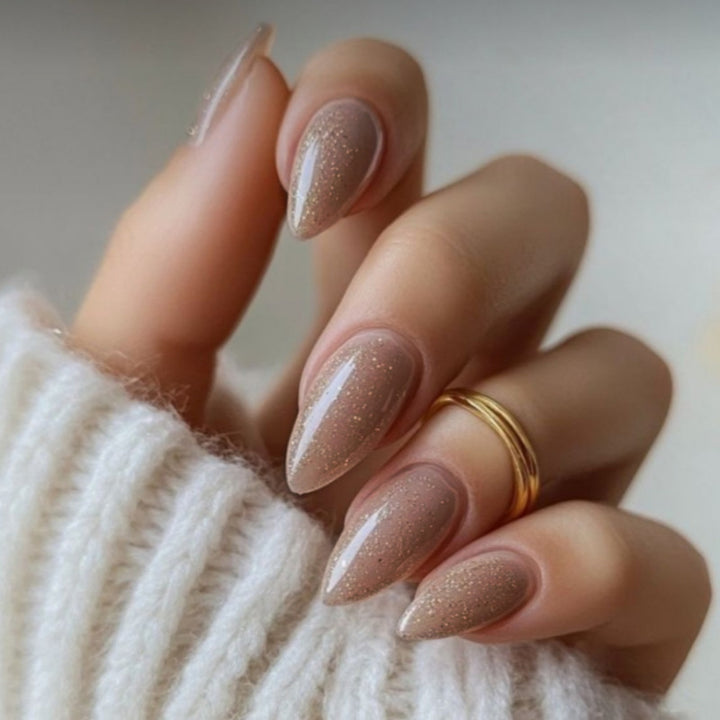 Premium Glittering Almond-Shaped Press-On Nails Stornfield