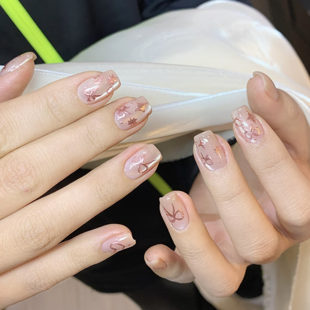 Decorative Press-On Nail Set with Artistic Patterns