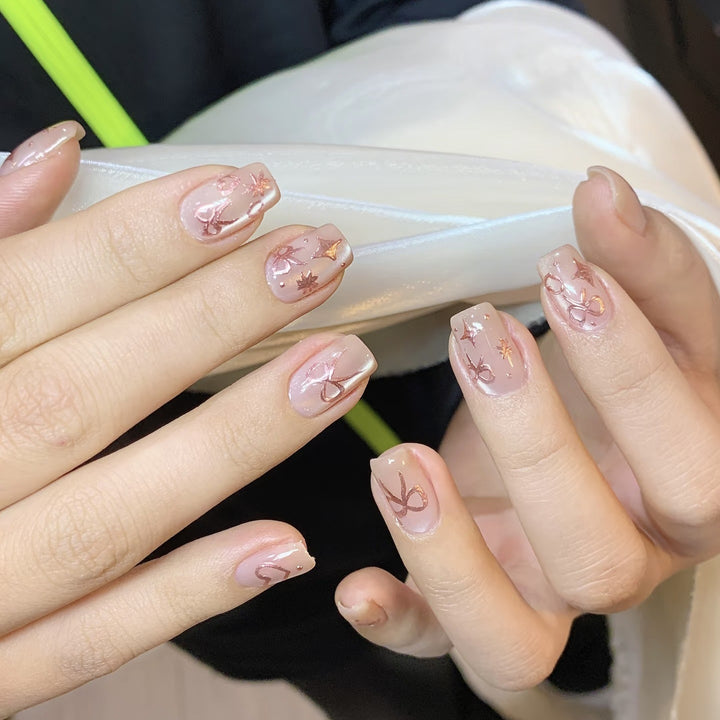 Decorative Press-On Nail Set with Artistic Patterns