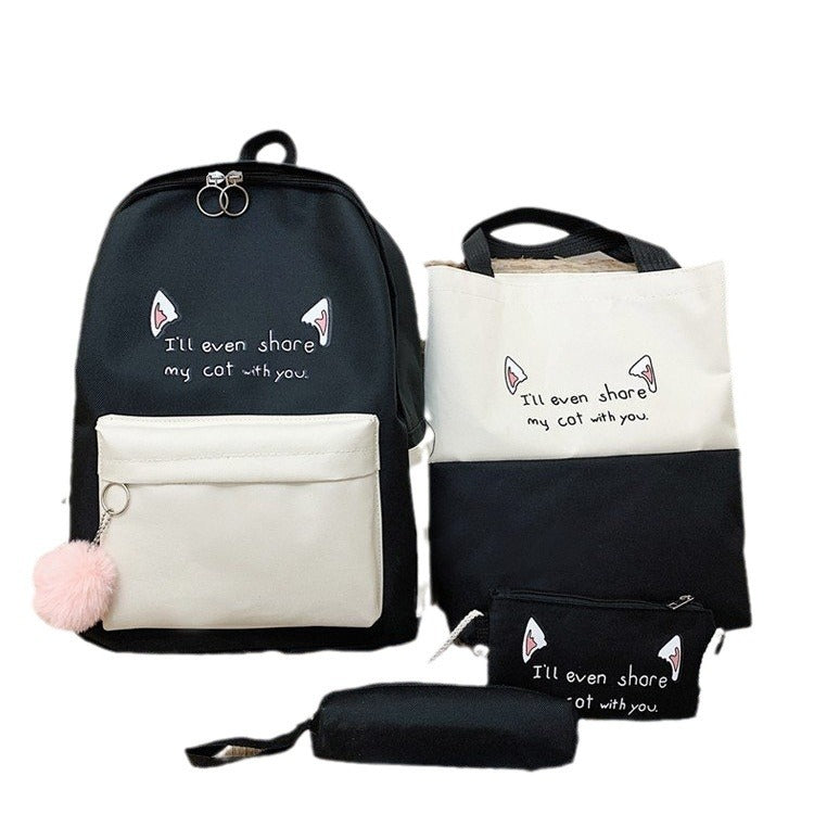 Fun-Themed Cat Print Backpack Set Stornfield