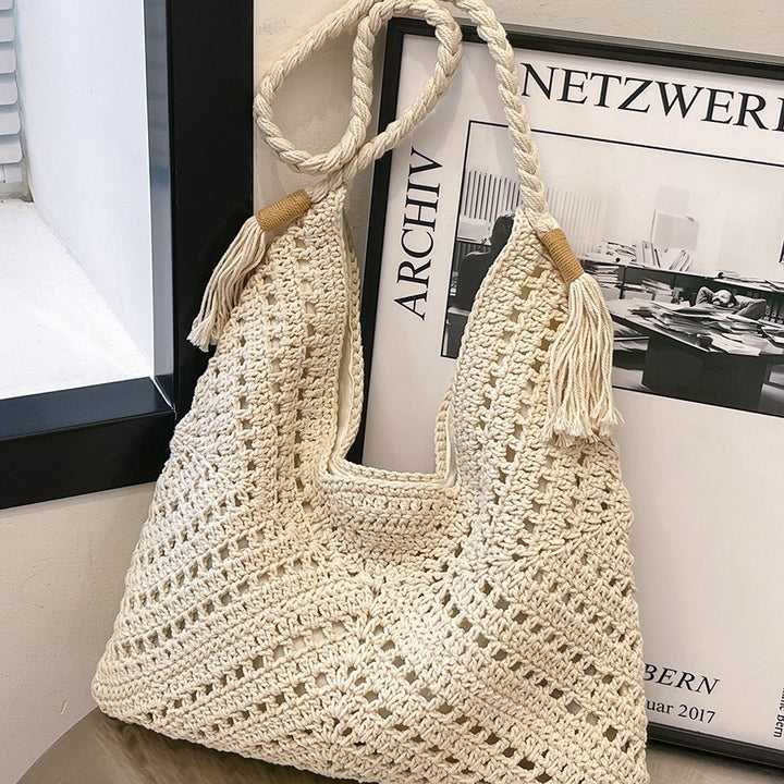 Hand-knotted shoulder bag with tassels and spacious interior Stornfield
