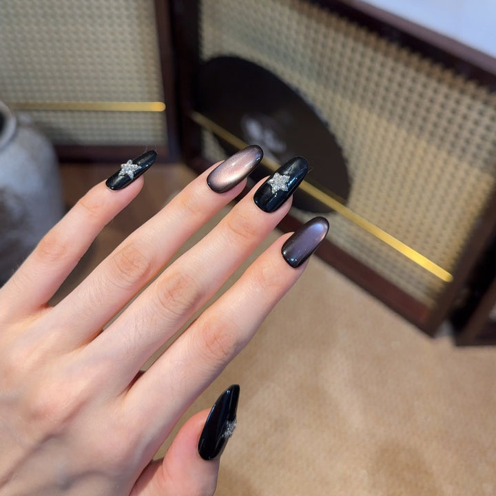 Glamorous Press-On Nail Enhancements with Rhinestone Accents Stornfield