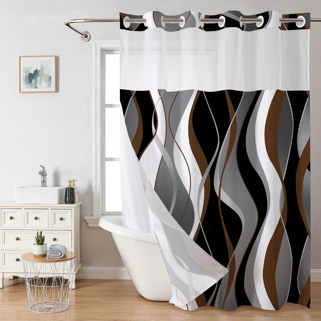 Modern Abstract Wave Pattern Shower Curtain Stornfield