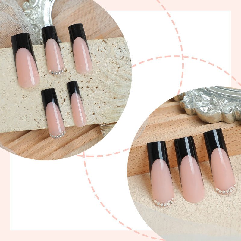 Creative nail art set with elegant black-pink design Stornfield
