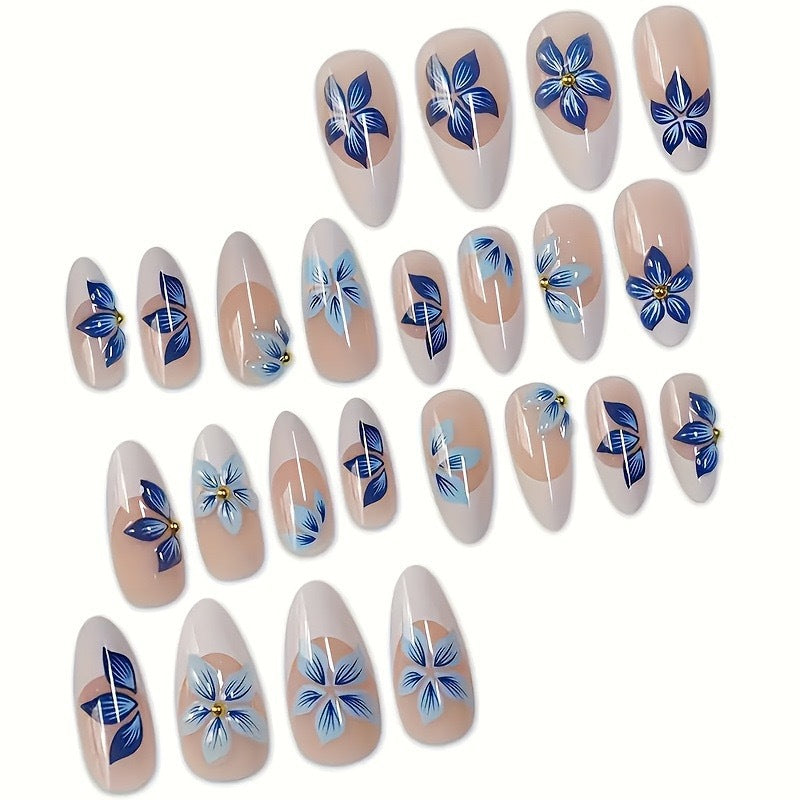 Floral Artistic Press-On Nail Extensions Stornfield